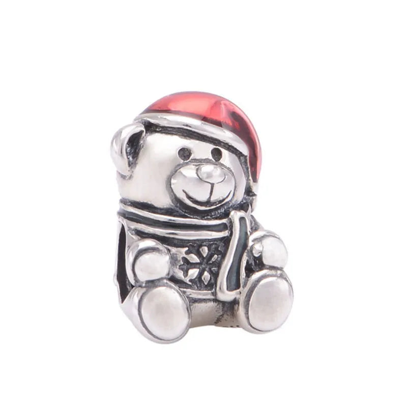 DIY Beads Christmas Bear Charm Fits Silver Bracelets For Woman