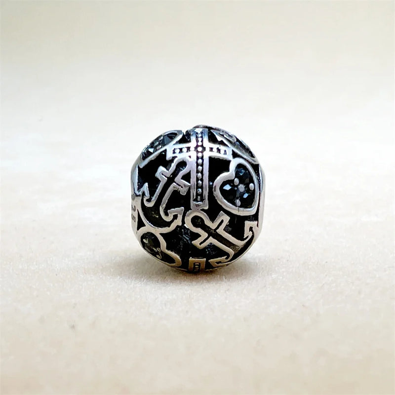 Silver Heart Beads Faith Hope Love Wheel Studs