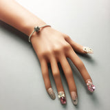 Silver Heart Beads Faith Hope Love Wheel Studs