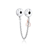 Crown Safety Chain Charm Sterling Silver Beads For Jewelry Making