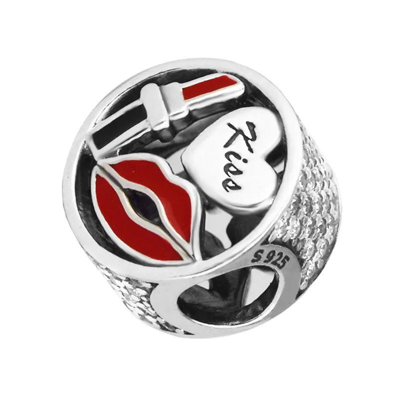 DIY Beads Glamour Kiss Charm Hot Jewelry Fits Charms 925 Silver Bracelets