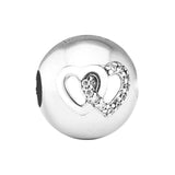 DIY Heart Charm Bead Clip for 925 Silver Bracelets
