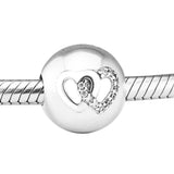 DIY Heart Charm Bead Clip for 925 Silver Bracelets