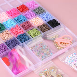 DIY Beads Kit Boxed 24 Grid Loose Beads Strings & Alloy Accessories Scissors