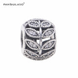 Sterling Silver DIY Beads Leaves CZ Charm for Bracelets Women