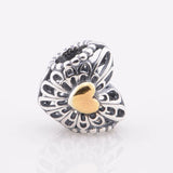 DIY Beads Openwork Heart Charms Fits Silver Bracelets For Woman