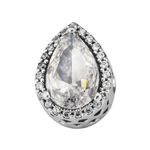 DIY Clear CZ Teardrop Charm Beads for 925 Silver Bracelets