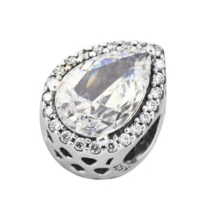 DIY Clear CZ Teardrop Charm Beads for 925 Silver Bracelets