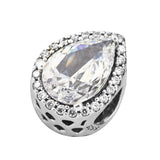 DIY Clear CZ Teardrop Charm Beads for 925 Silver Bracelets