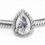 DIY Clear CZ Teardrop Charm Beads for 925 Silver Bracelets