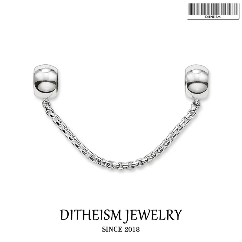 DIY Beads Safety Chain Classic Silver Jewelry Gift For Women Men Boy Girl