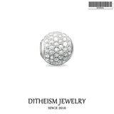 DIY Beads CZ Pave Charm 5mm Hole 925 Sterling Silver Jewelry Gift For Women Men