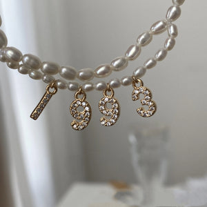 DIY Birth Year Number Pearl Necklace For Women Freshwater Pearls Zircon Choker