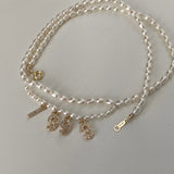 DIY Birth Year Number Pearl Necklace For Women Freshwater Pearls Zircon Choker