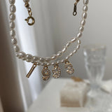 DIY Birth Year Number Pearl Necklace For Women Freshwater Pearls Zircon Choker