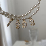 DIY Birth Year Number Pearl Necklace For Women Freshwater Pearls Zircon Choker