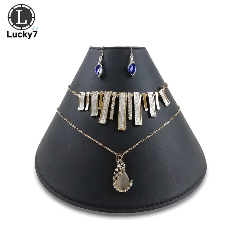 DIY PU Leather Folding Jewelry Necklace Bust Earring Display Holder Stand Rack