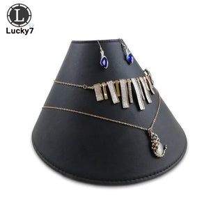 DIY PU Leather Folding Jewelry Necklace Bust Earring Display Holder Stand Rack