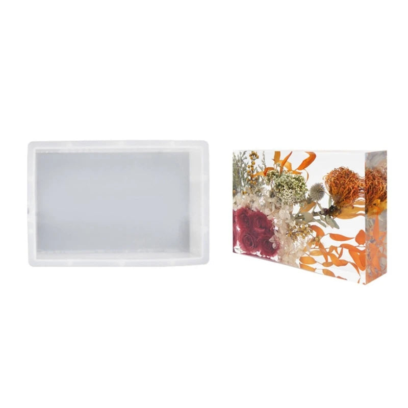 DIY Resin Silicone Mold Bookend: Round Heart Hexagon Square Crystal Epoxy Mold