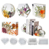DIY Resin Silicone Mold Bookend: Round Heart Hexagon Square Crystal Epoxy Mold