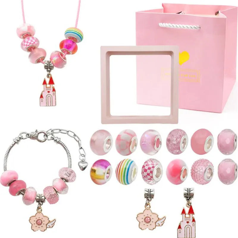 DIY Bracelet Kit For Kid Acrylic Beads Charms Jewelry Set
