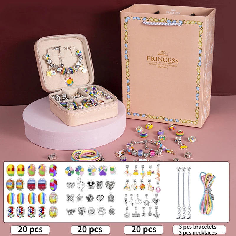 DIY Bracelet Kit Women Jewelry Making Metal Charms Set Hand String Beads