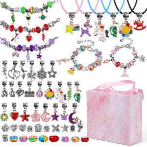 DIY Bracelet Making Kit with Beads, Charms & String for Girls