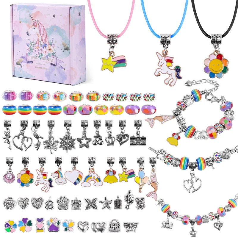 DIY Bracelet Making Kit with Beads, Charms & String for Girls