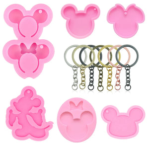 Cartoon Mouse Keychain Silicone Mold for Resin Jewelry Keychain Pendant