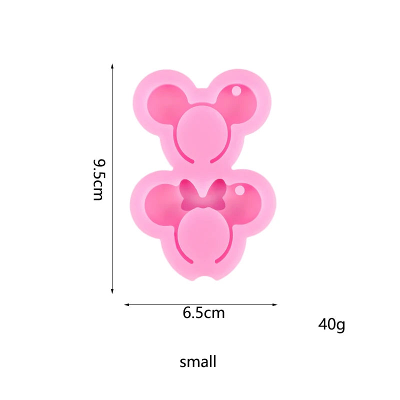 Cartoon Mouse Keychain Silicone Mold for Resin Jewelry Keychain Pendant
