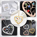 DIY Carving Letter Crystal Love Heart Necklace Rhinestone Birthday Stone Pendant