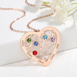 DIY Carving Letter Crystal Love Heart Necklace Rhinestone Birthday Stone Pendant