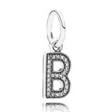DIY Charm A-Z Dangle Alphabet Pendant With Crystal 925 Sterling Silver Bead