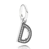 DIY Charm A-Z Dangle Alphabet Pendant With Crystal 925 Sterling Silver Bead