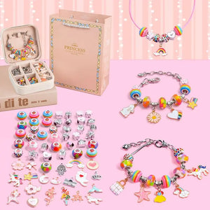 Glass Bead Charm Bracelet Making Set with Storage Box