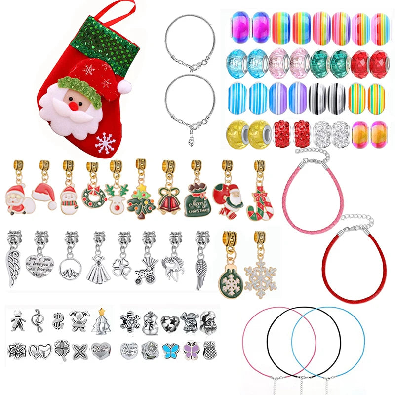 Glass Bead Charm Bracelet Kit with Storage Box