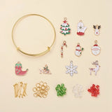 DIY Christmas Bangle Making Kit with Crystal Glass Beads and Enamel Pendants
