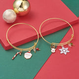 DIY Christmas Bangle Making Kit with Crystal Glass Beads and Enamel Pendants