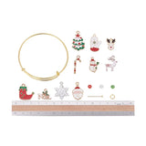 DIY Christmas Bangle Making Kit with Crystal Glass Beads and Enamel Pendants