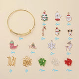 DIY Christmas Bangle Making Kit with Crystal Glass Beads and Enamel Pendants