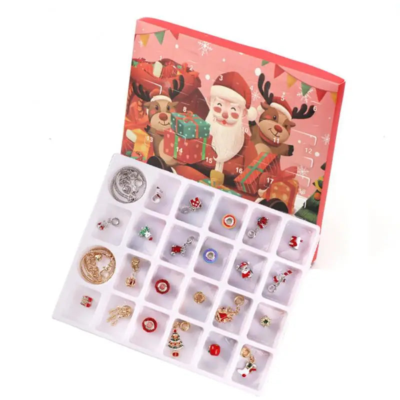 Christmas Calendar Charm Bracelet Jewelry Advent 24 Days Countdown Kids Gift Set