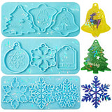 Christmas Holographic Pendant Silicone Mold Snowflake Bell Keychain Resin Mould