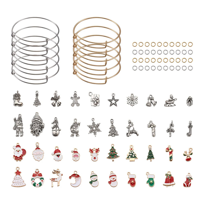 Christmas Bangle Making Kit with Stainless Steel Bangles & Pendants