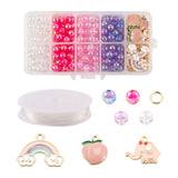 DIY Christmas Bracelet Making Kit with Acrylic Beads Peach Enamel Pendants
