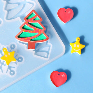 Christmas Tree Heart Star Snowflake Silicone Resin Mold Earring Pendant Mould
