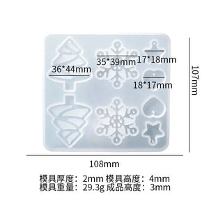 Christmas Tree Heart Star Snowflake Silicone Resin Mold Earring Pendant Mould