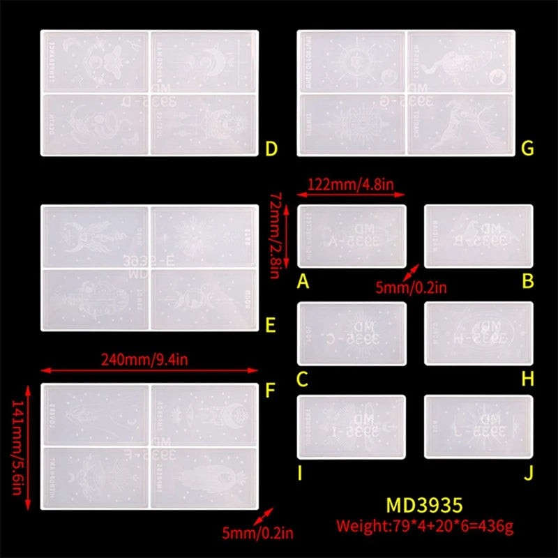 DIY Epoxy Tarot Card Mold Set Resin Art Supplies