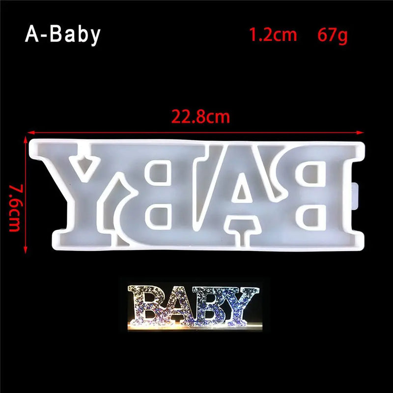 Happy Birthday Silicone Letter Molds Mr&Mrs Epoxy Resin Mold