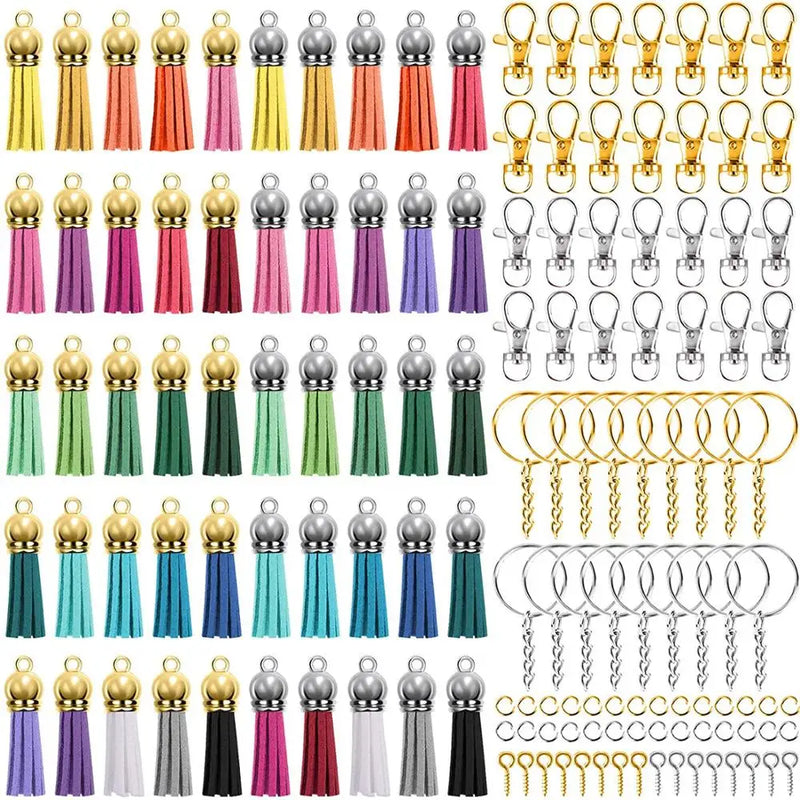 350Pcs/Set Alloy Key Chains Tassel Bulk Key Rings Keyrings