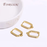 DIY Square Shape Zircon Earring Clasp Hook 18K Plated